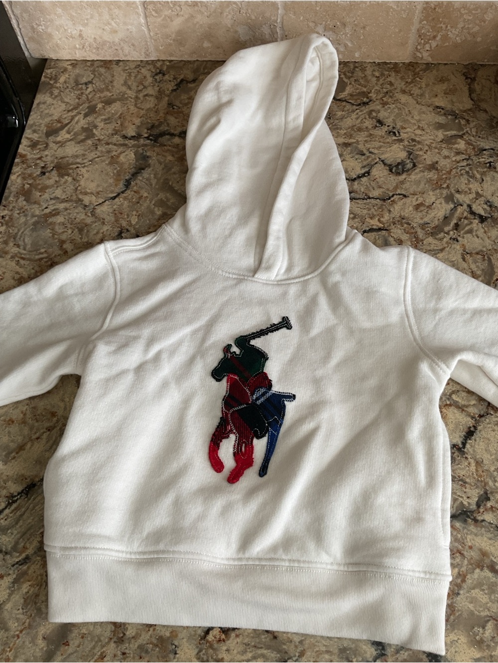 New POLO Ralph Lauren Kids Lined Hoodie Multi-Color Polo Player Patch size 3